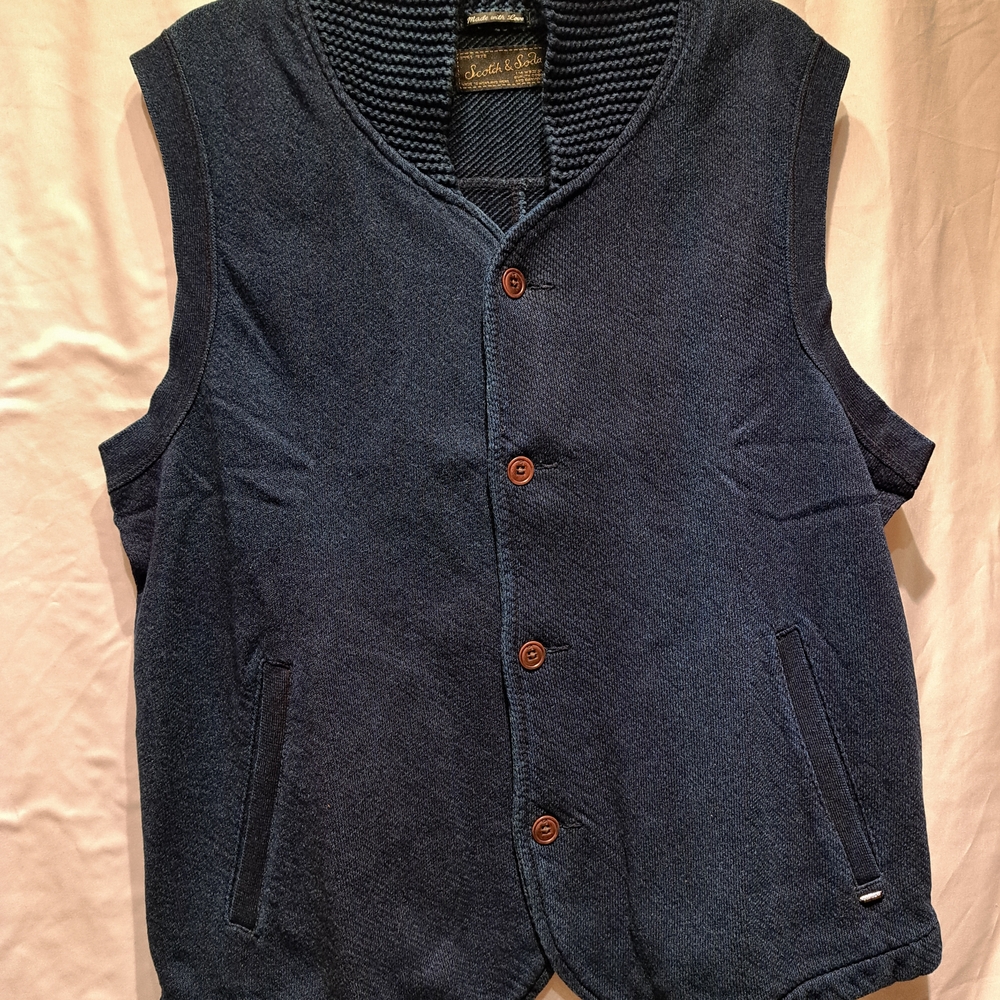 Men's Blue Button-Up Vest